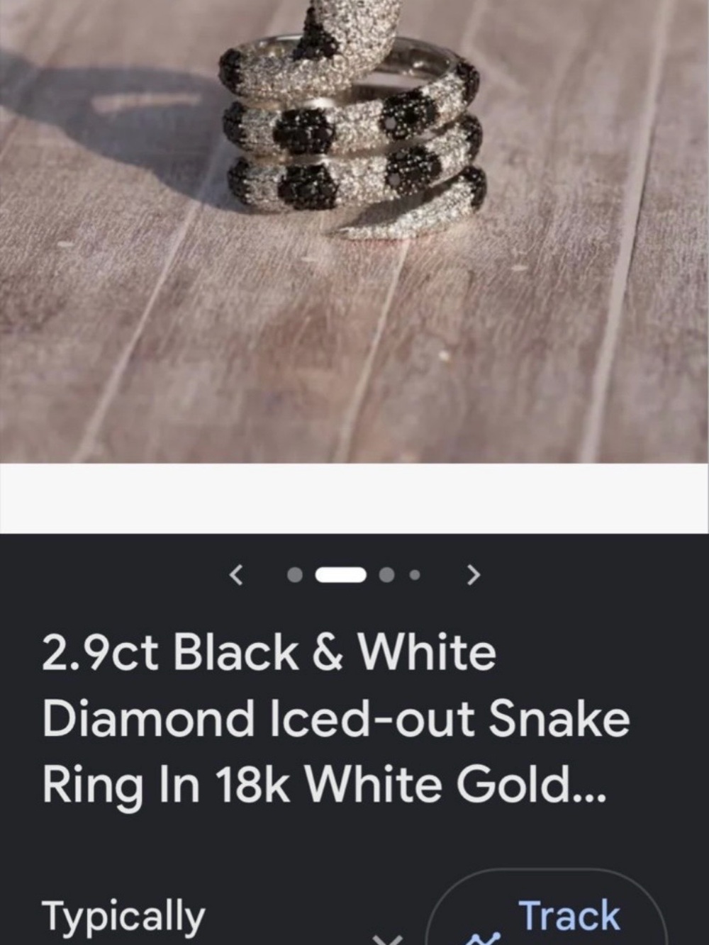 Black & White Snake Coil Ring with Sparkling Diamond Accents
